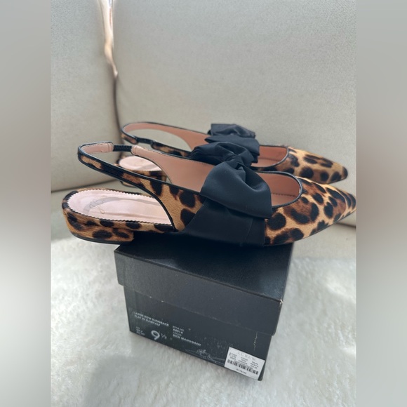 J. Crew Animal Print Slingback Flats with Large Black Bows, New, never worn! - Picture 13 of 13